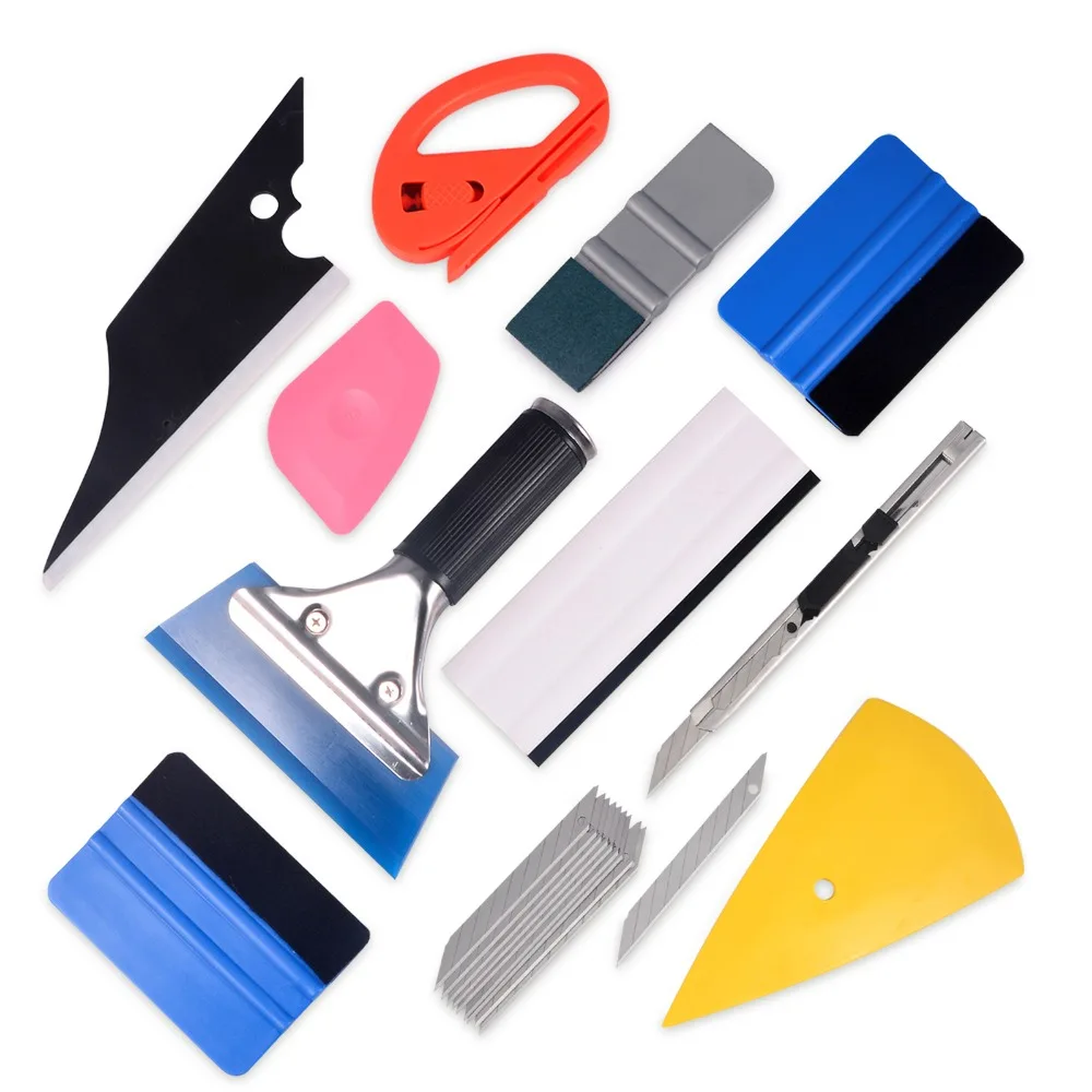 EHDIS 11PCS Vehicle Sticker Car Wrap Vinyl Film Tools kit Carbon Fiber Felt Squeegee Ice Scraper Knife Cutter Window Tints Tools