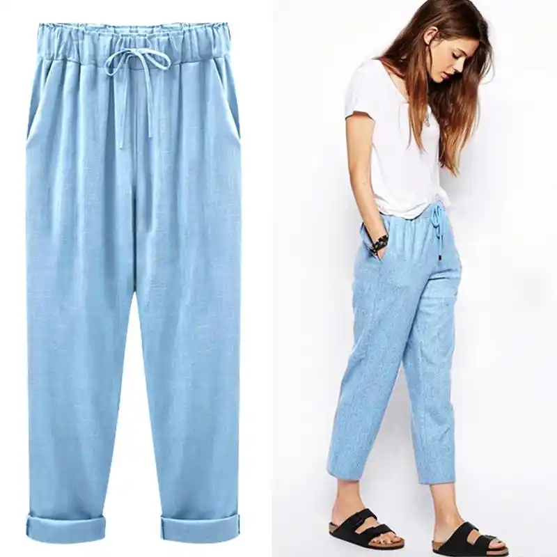 2019 Linen Pant Casual Womens Cotton 