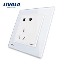 Livolo Британский стандарт Универсальный Мощность розетка с помощью одной кнопки(двусторонний), белый, с украшением в виде кристаллов Стекло Панель, VL-W2Z1DS-12/11/13