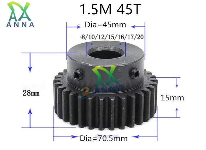 1,5 м 45 т толщина зубчатой передачи 15 мм 1.5mod зубчатая стойка 45 зубчатая закалка прямозубая шестерня диаметр 8-25 мм цилиндрическая Шестерня 45 сталь cnc шестерня