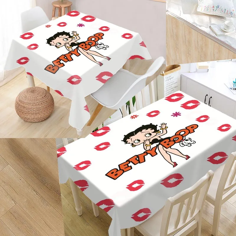 

Custom Betty Boop Tablecloth Waterproof Oilproof Rectangular Home Textiles Wedding Tablecloth #WQAZ567J