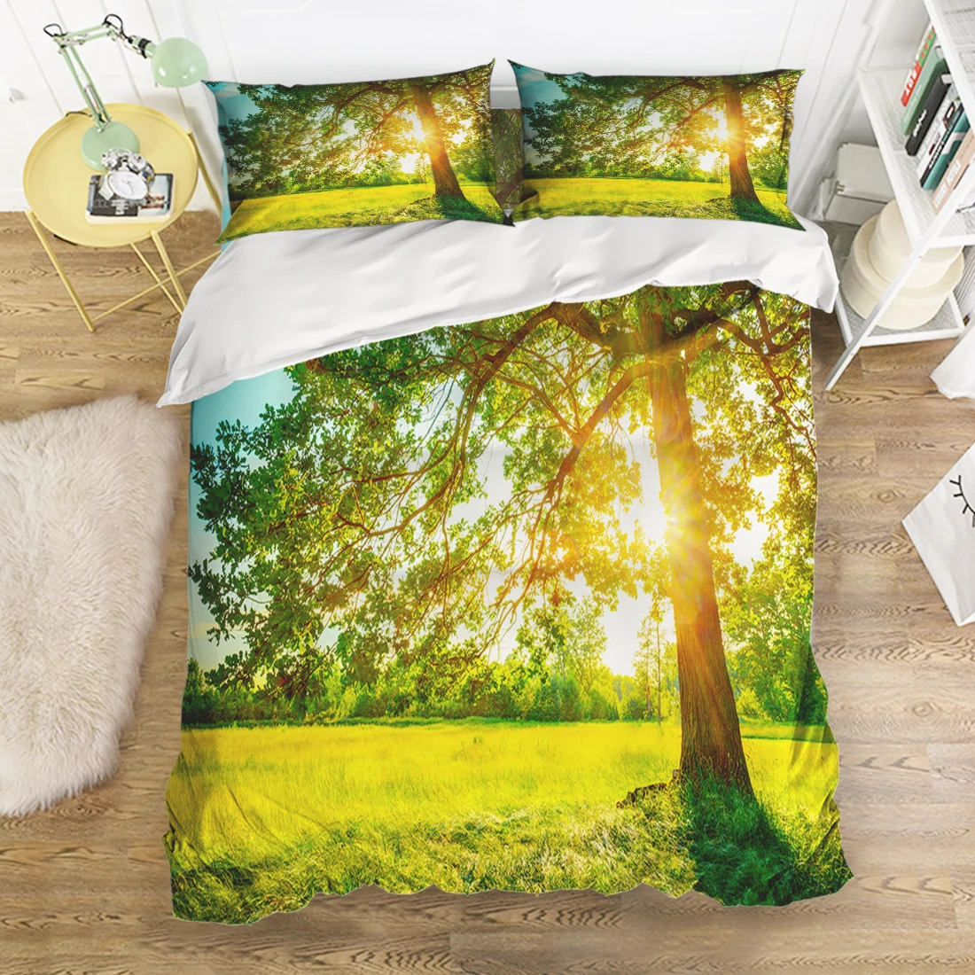 CHARMHOME Trees Rise To The Sun Bedding Sets 4pcs Duvet Cover Bed Sheet