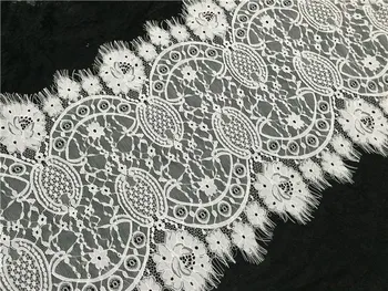 

3meter/pcs 43cm Wide France lace trimming Eyelash lace trim chantilly lace fabric DIY wedding dress lace accessories