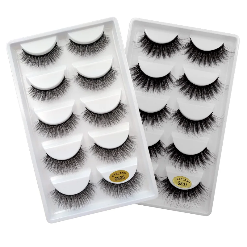 50 pairs Eyelashes Wholesale Mink Eyelashes Natural Long False Lashes Makeup 3D Mink Lashes Full Fake Eyelash Extensions - Цвет: Mix G801 G805