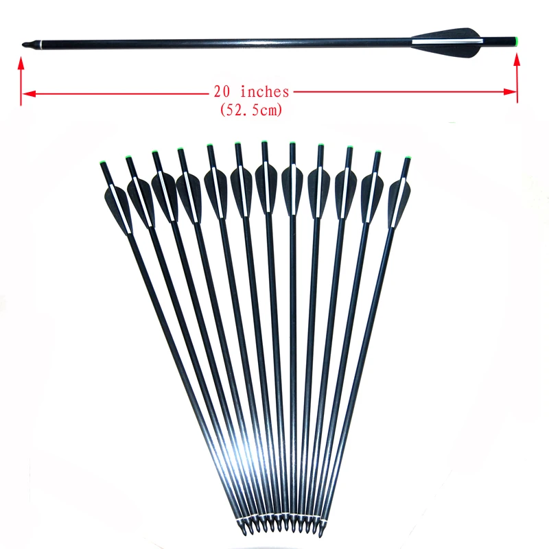 Free shipping 12 pieces fiberglass 20" arrow Crossbow Bolts 3" TPU Vane