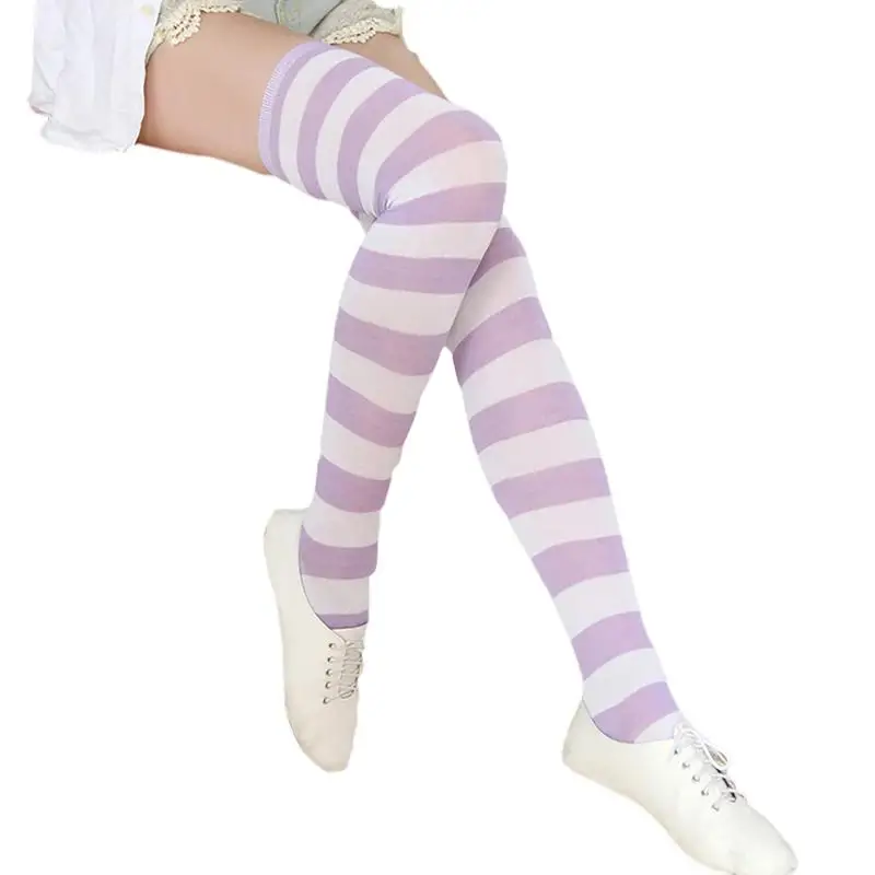 Женские японские милые полосатые высокие чулки выше колена теплые длинные носки компрессионные чулки рождественские носки зима - Цвет: 15