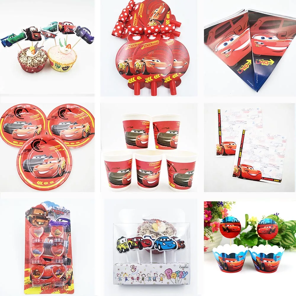 

lightning mcqueen party Disney Cars Kids Birthday Party mcqueen stickers birthday decorations Supplies Baby Birthday Party Pack