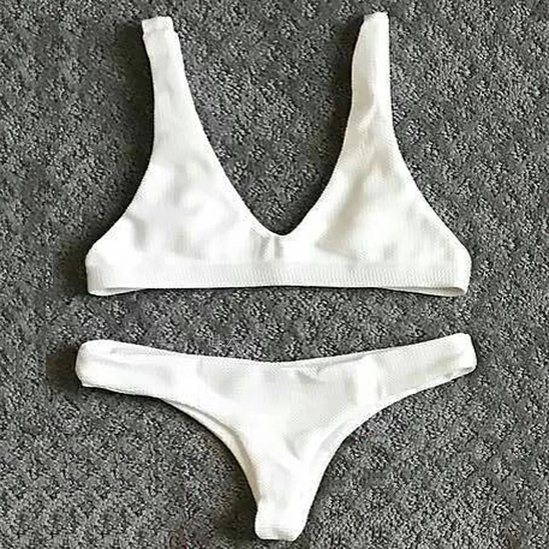 

Bandeau Swimwear Biquinis 2018 Padded Swimsuit Cross Bikini White Beachwear maillot de bain Femme Bikinis Set Monokini Swimwear