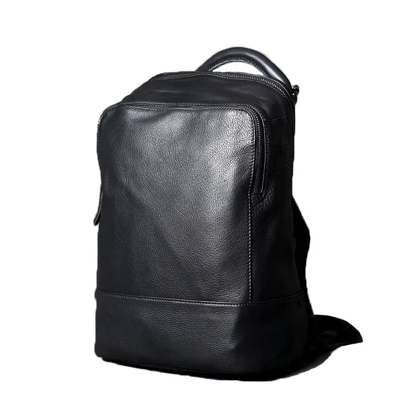 

Genuine Leather Laptop Backpack Men Top Quality Soft Cowhide Bagpack for Women 2019 Vintage Black Back Pack