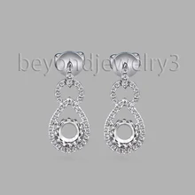 Твердые 14 к белые золотые круглые 4,5 мм Серьги с полукреплением 0.26ct бриллиант 585 золотые серьги-капли для женщин ювелирные изделия с бриллиантами WE053