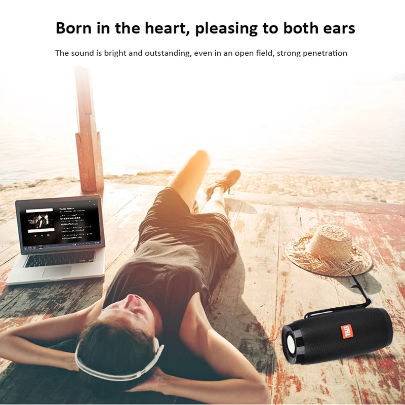 Portable Speaker Bluetooth Column Wireless Bluetooth Speaker Powerful High BoomBox Outdoor Bass HIFI TF FM Radio with LED Light