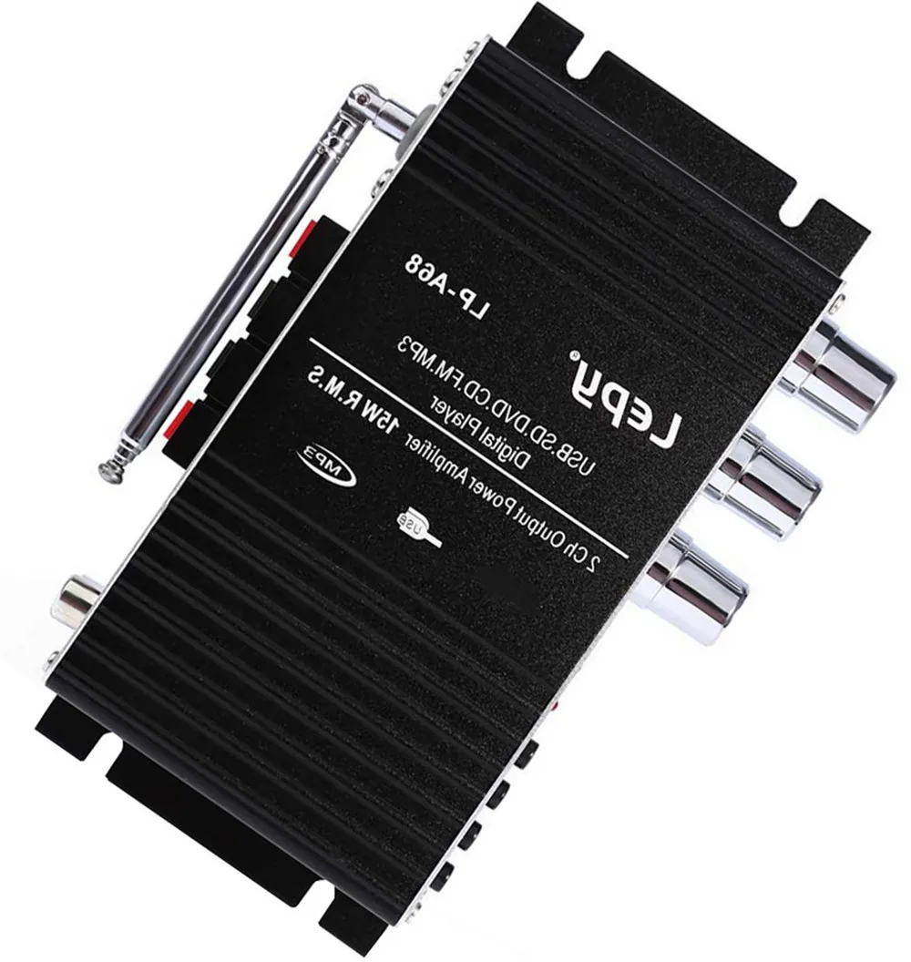 Горячий 20 Гц-10 кГц MP3/USB/FM/SD card Аудио дистанционного Управление мини мощность усилитель для большинства автомобилей Алюминий сплав LP-A68
