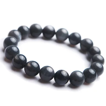 

11mm Genuine Natural Black Moonstone Bracelet Women Men Stretch Crystal Round Bead Natural Sunstone Bracelet Drop Shipping