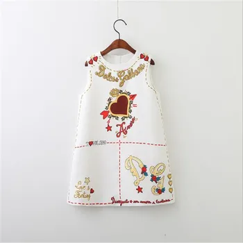

Baby Girls Dresses Sleeveless O-neck Toddler Dress Lovely Heart Through The Heart Design Embroidery Children Clothes Baby Jurk