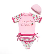 Для девочек UPF 50+ защита от солнца рашгарды из двух частей с солнцезащитным колпачком