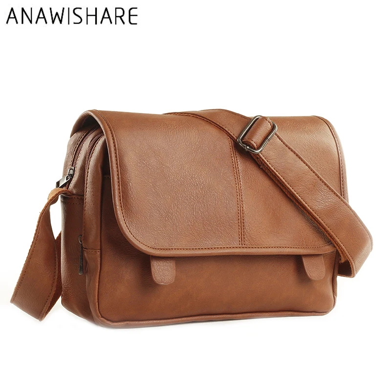 

ANAWISHARE 2018 Men Messenger Bags Leather Crossbody Bags For Men Shoulder Bags Business Men Handbags High Quality Mh899