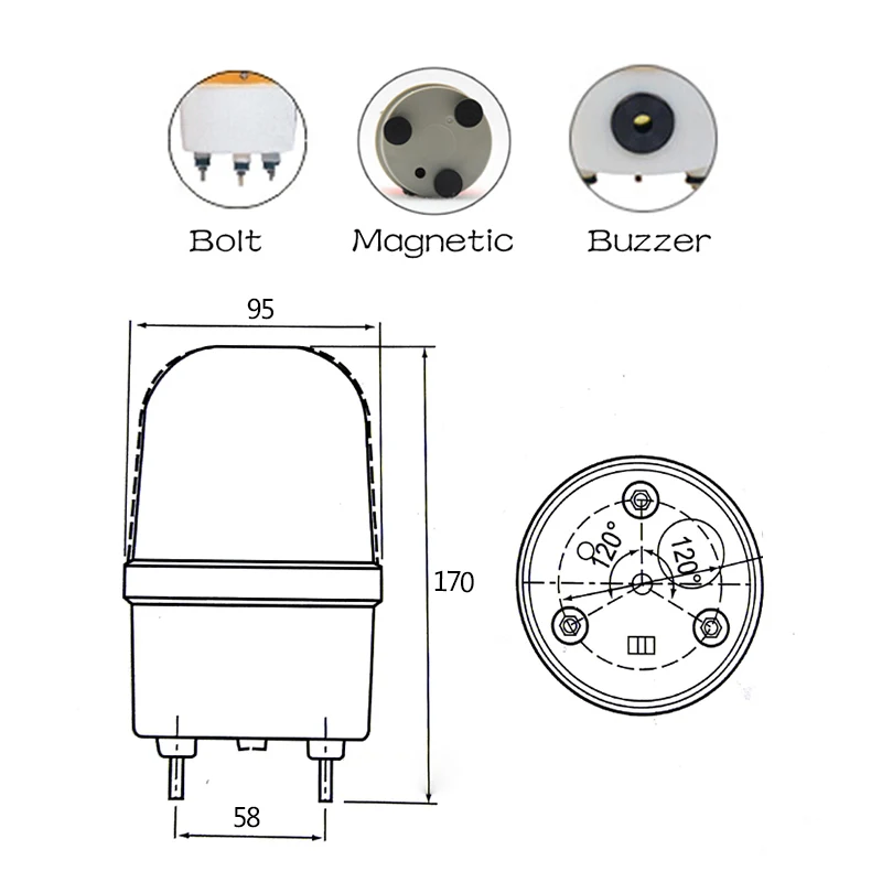 Lta5002 12V 24V 220V 3-Farben-Blitzsignal Warnleuchte Magnet anzeige  LED-Lampe kleiner blinkender Summer Sicherheits alarm