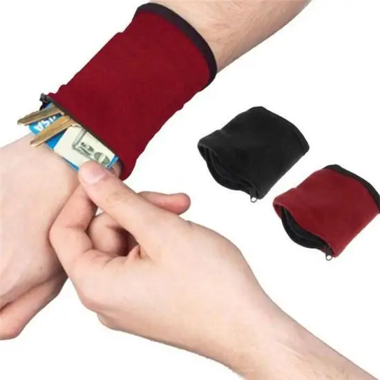 

Multifunctional Cycling Wrist Band Wallet Safe Storage Wallets Zipper Wrist Ankle Wrap Sport Outdoor Running Bags New