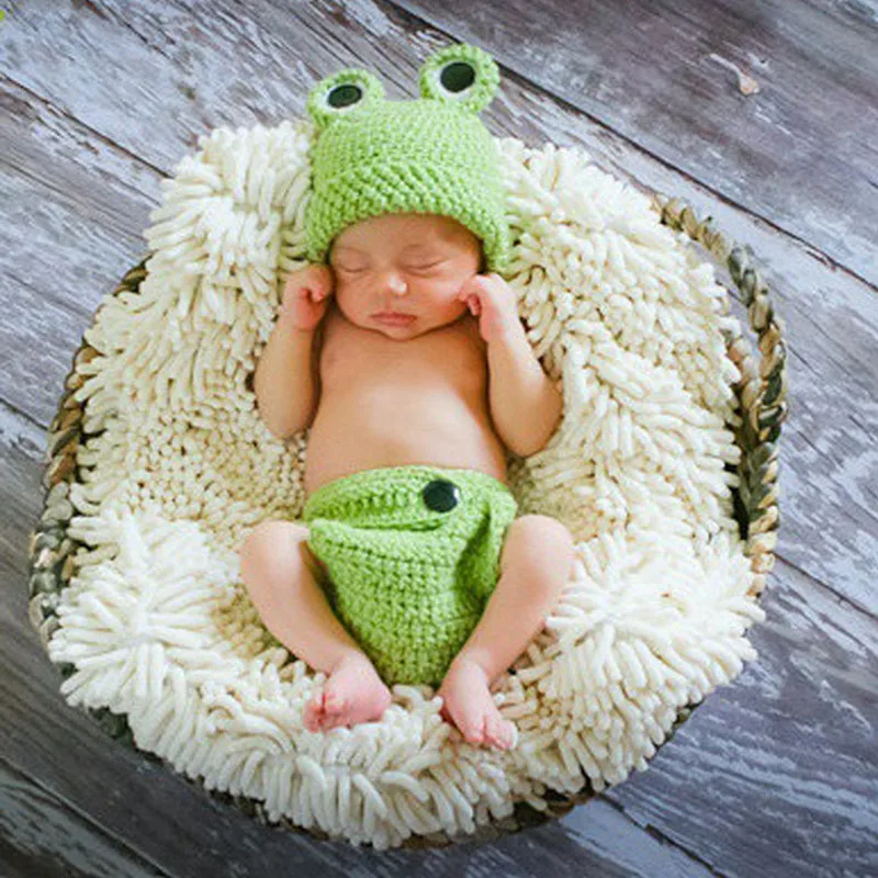 Toddlers green frog costumes suit with winter hats for little girls