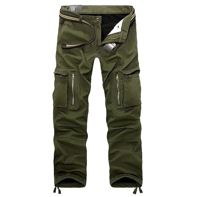 Мужские флисовые брюки карго, зимние плотные теплые штаны, полная длина, мульти карманы, повседневные военные мешковатые тактические брюки, плюс размер 29-40 - Цвет: Army green