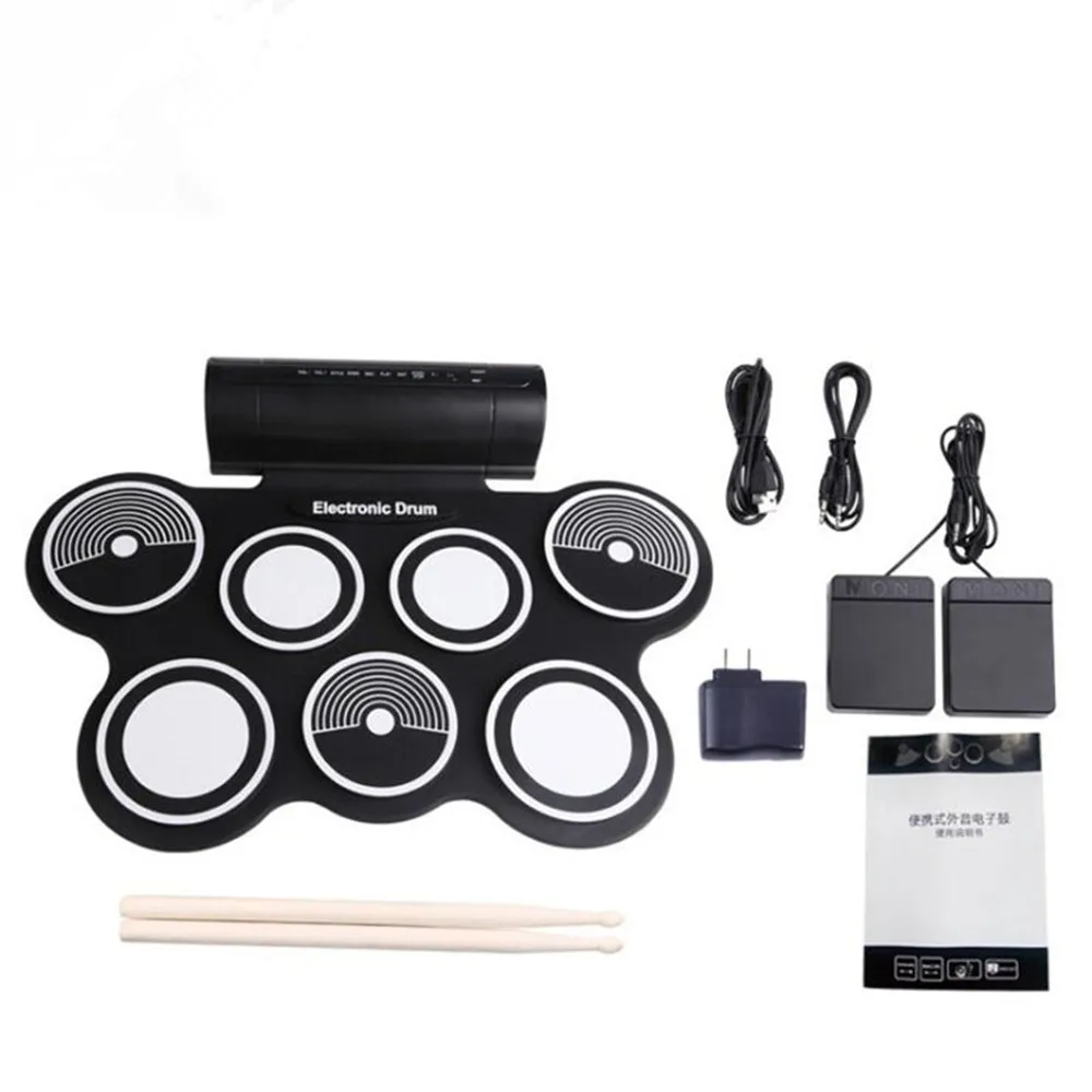 

ZONAEL Electronic Roll-up Drum Kit Foldable Silicone Portable Acoustic Electronic Drum With Drumstick Foot Pedal Foldable