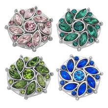 PL0136 Красота горный хрусталь Кристалл Красочные цветы круглый 20 мм кнопки fit 18 мм оснастки браслет ювелирных изделий