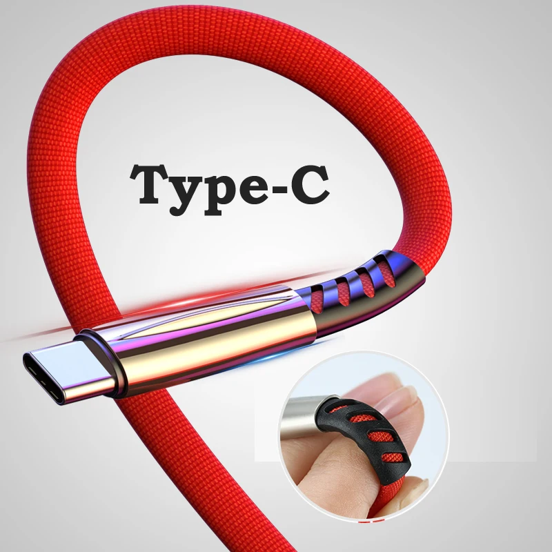 

USB Type C Cable for Samsung S9 S10 Plus Huawei P20 Fast Charging Type-C Cable for Xiaom Redmi Note 7 USB C Moblie Phone Cable