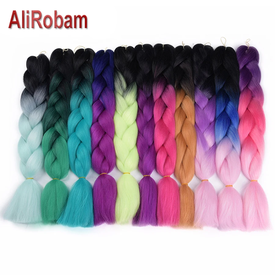 

AliRobam 24"Ombre Jumbo Braiding Hair Synthetic Jumbo Braid Hair Extensions 100G Bulk Synthetic Box Braiding Hair