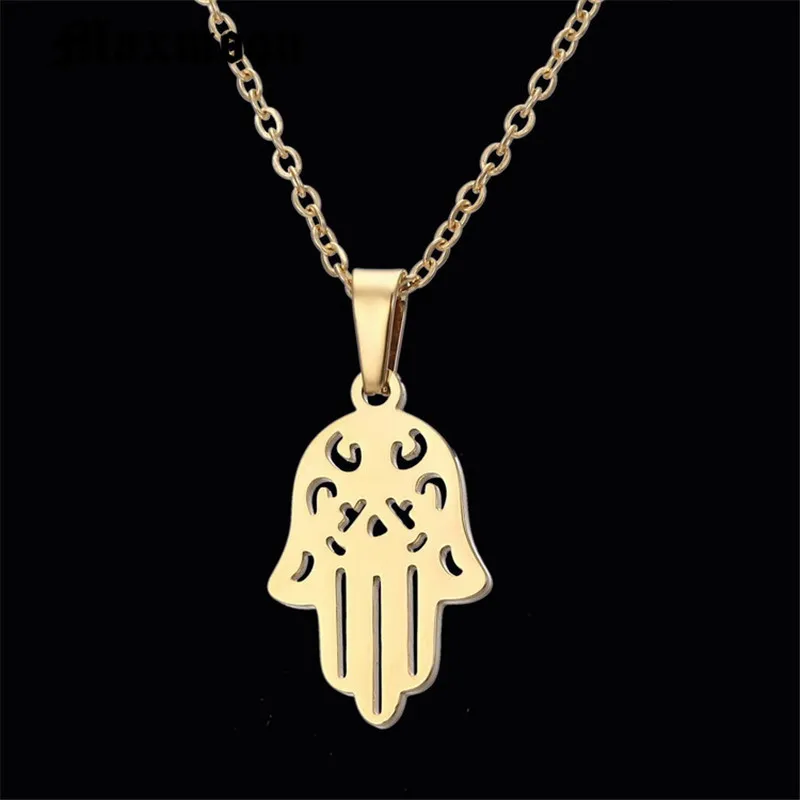 Массивное ожерелье Maxmoon Hamsa с подвеской из нержавеющей стали Фатимой женское