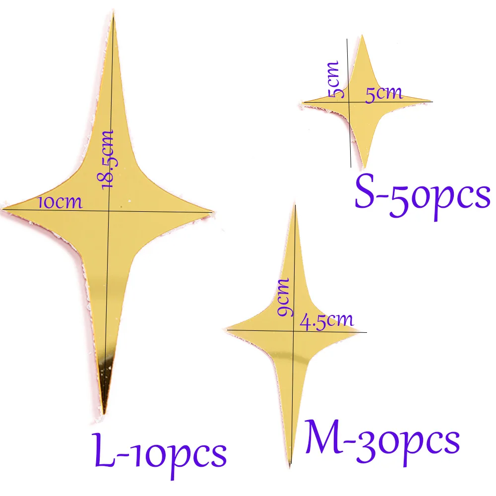Золотая, серебряная 3D зеркальная поверхность, наклейка на стену, Новогодняя звезда, для гостиной, спальни, потолочное зеркало, наклейка на стену, домашний декор