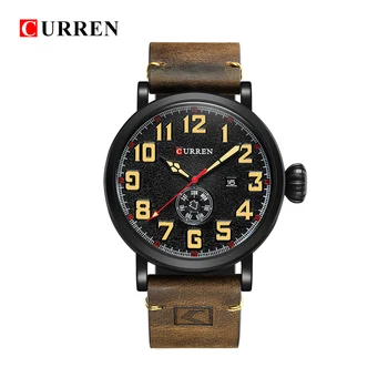 

Curren Leather Band Watches Men Top Brand Relogio Masculino 2018 NEW Mens Sports Clock Analog Quartz Wrist Sports Watches 8283