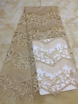 

Cheap Price Free shipping! Hot selling products Latest Dubai Lace beads sequins High Quality African Tulle french Lace Fabric
