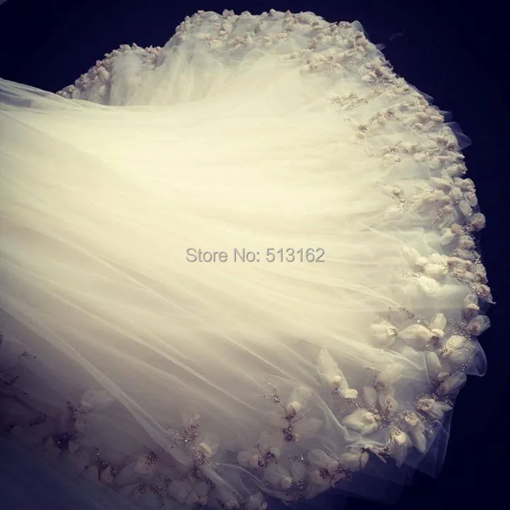 Luxurious Bridal Gown A-Line Strapless Court Train Afghan Bridal Chic Flowers Beading Tulle Long Wedding Dresses 2015 (2).jpg