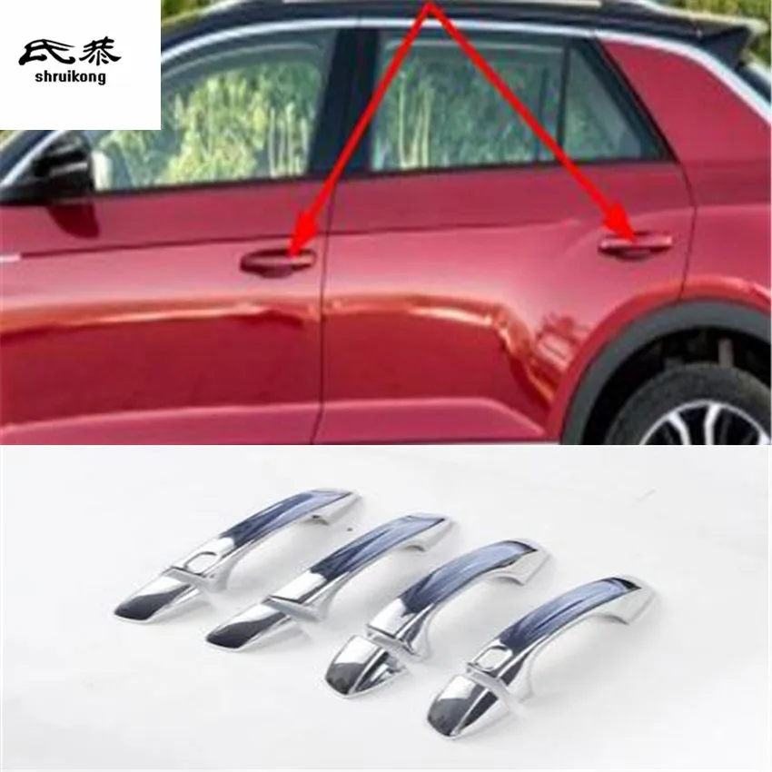

8pcs/lot ABS chrome or carbon fiber grain outside door shake handshandle decoration cove for 2018 Volkswagen VW T-ROC