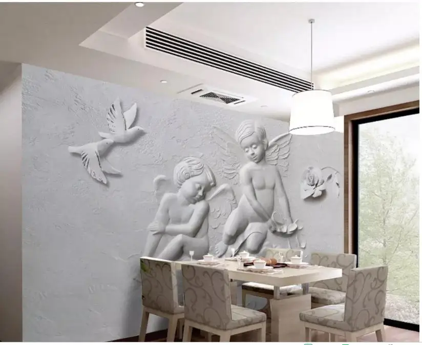 Custom Photo Wallpaper 3D embossed little angel flying pigeon background wall decorative Wallpaper 3d Mural For Living Room Custom Photo Wallpaper 3D embossed little angel flying pigeon background wall decorative Wallpaper 3d Mural For Living Room