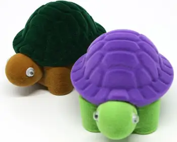 

100pcs MIXORDER Turtle Shape Velvet Jewelry Box 2 colors Tortoise Ring Earring Boxes Valentine Day Gift Box Jewelry Display Rack