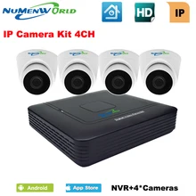 Numenworld HD 4CH NVR комплект ip-камера Комплект 4-канальный сетевой видеорегистратор с 4 шт 1080P IP купольная камера домашняя система наблюдения