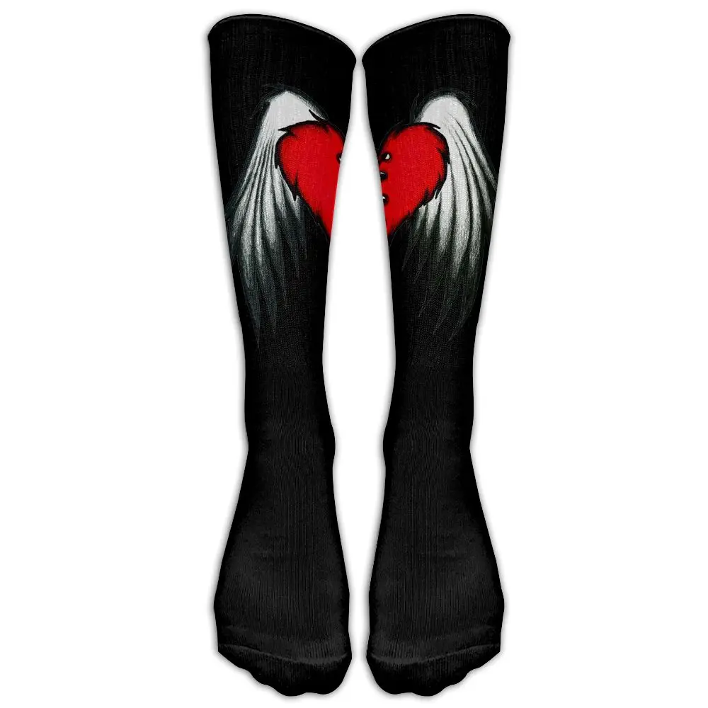 SAMCUSTOM модные гольфы женские хлопковые высокие чулки выше колена для дам милые крылья ангела 3D печать длинные чулки - Цвет: Темно-серый