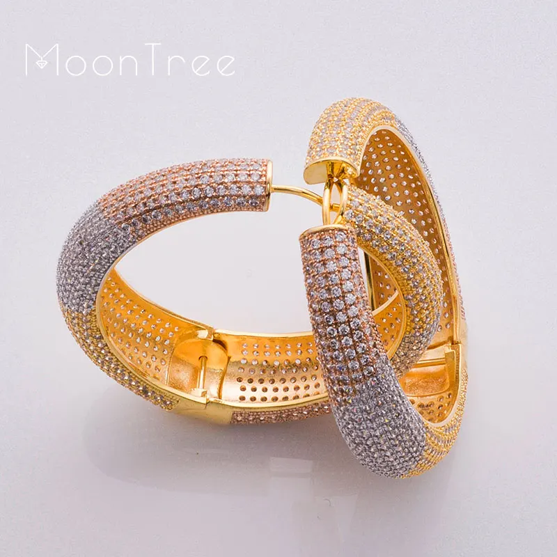 Женские серьги MoonTree большие 49 мм трехцветные серьги-капельки из медного