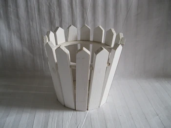 

6Pcs/Lot D12*H11.5CM Mini Round Wooden Fence White Vase Wedding DIY Planter SF-086