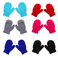 6 цветов, милые детские вязаные теплые мягкие перчатки унисекс, детские варежки ярких цветов для мальчиков и девочек-B116