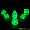 BESCON DARK ELVES Glowing Dice Set (7 piece), Oversized GLOW IN DARK Carved Role Playing Games RPG Dice Set 3