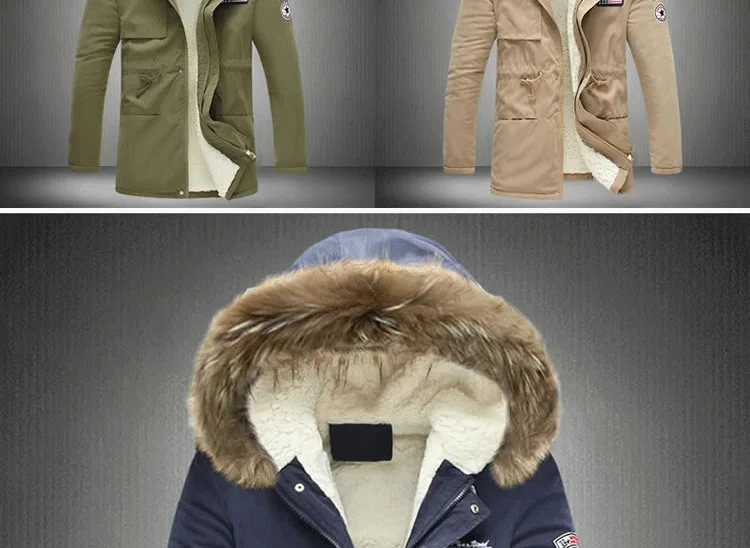 Плюс размеры M-4XL 5XL мужские парки Новый 2019 зимняя куртка с Мех животных толстовки повседневные теплая одежда