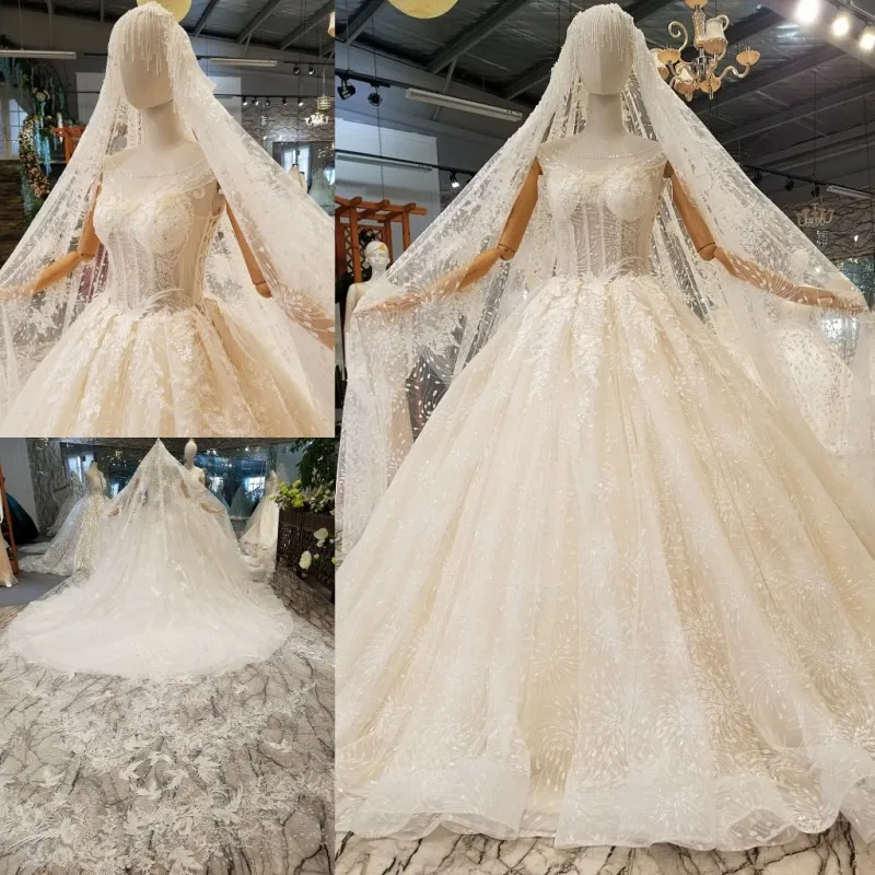 2019 Vestido De Noiva QUEEN Свадебные трапециевидной формы с круглым вырезом блёстки Цветы Свадебные платья кружево на заказ свадебное платье WD240