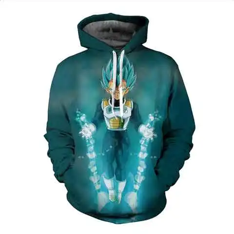 

Anime Dragon Ball Z DBZ Pocket Hooded Sweatshirts 3D Super Saiyan Hero Vegeta Hoodies Pullovers Harajuku Men Women Outerwear
