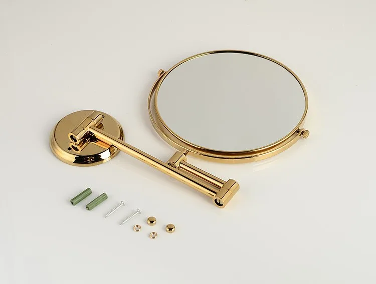 Senducs Gold Bathroom Mirror 8 Inch Brass Bath Mirror Of 3x Magnifying Mirror For Fashion Folding Bathrrom Mirrors