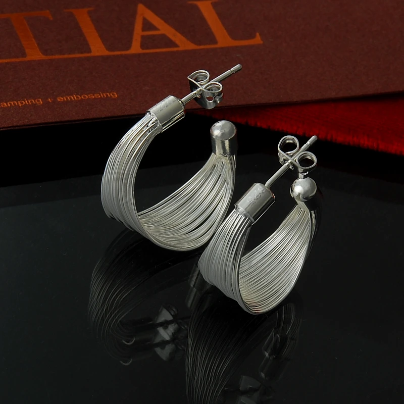 

925 stamped silver plated small hoop earrings for women, Multi Stripe Earrings for party Fashion 925 Jewelry Gifts