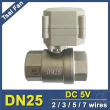 2 варианта Нержавеющая сталь DN25 полный Порты и разъёмы Электрический кран TF25-S2-A DC5V 2/3/5/7 Провода BSP/NPT 1 ''моторизованный клапан металла Шестерни