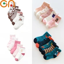 5 pairs/Lot Autumn Winter New Kids Cotton socks.Boy,Girl,Baby,Infant fashion stripe Cartoon sports socks,For Children gifts CN