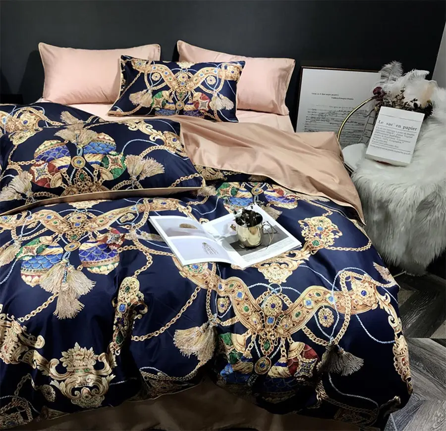 

Colorful western royal bedding set adult teen,full queen king cotton 60s retro home textile bed sheet pillow case quilt cover